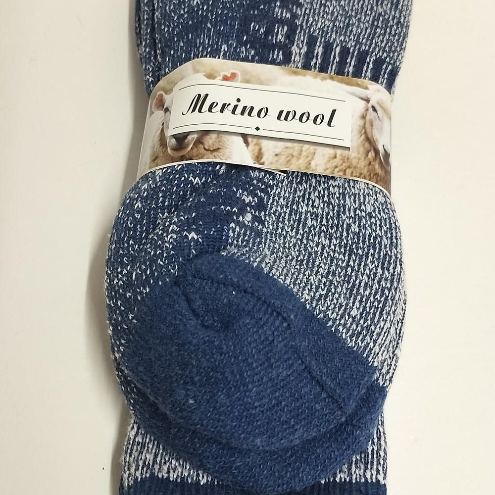Merino Wool Men's Crew Socks - Blue Mix